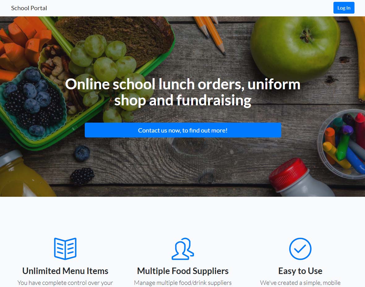 School Portal - Lunches Uniforms Events